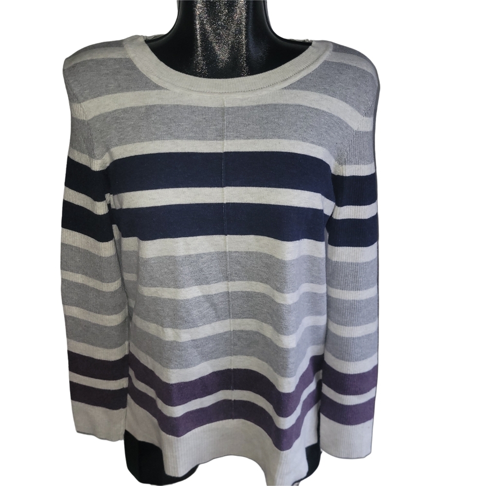 Denver Hayes Striped Crew Neck Sweater Size M